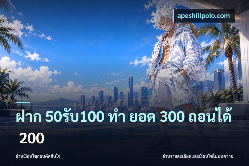 ฝาก 50รับ100 ทํา ยอด 300 ถอนได้ 200