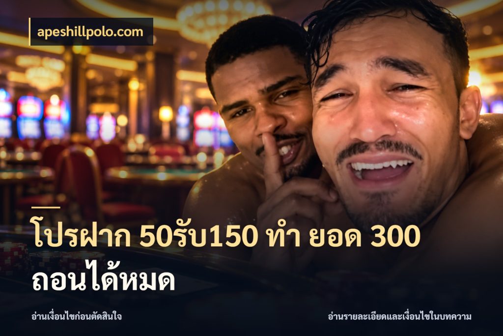 โปรฝาก 50รับ150 ทํา ยอด 300 ถอนได้หมด apeshillpolo.com สีสันของโปรฝากและยอดรับ