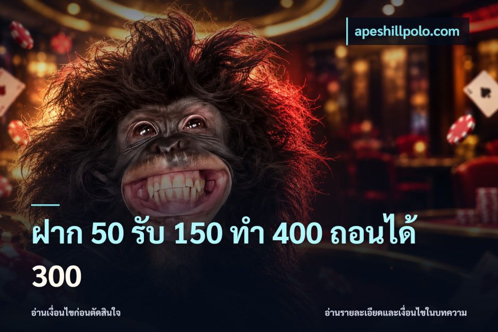ฝาก 50 รับ 150 ทํา 400 ถอนได้ 300