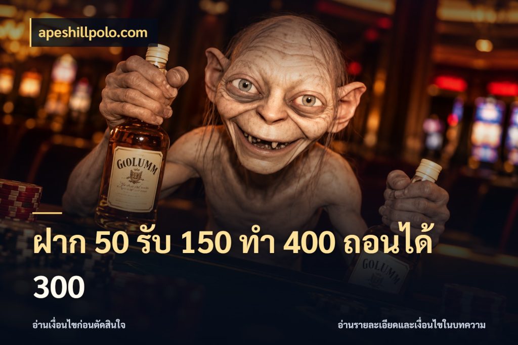 ฝาก 50 รับ 150 ทํา 400 ถอนได้ 300 จุดเด่นของเครดิตที่คนชอบเกมอยากรู้ ในมุม apeshillpolo.com