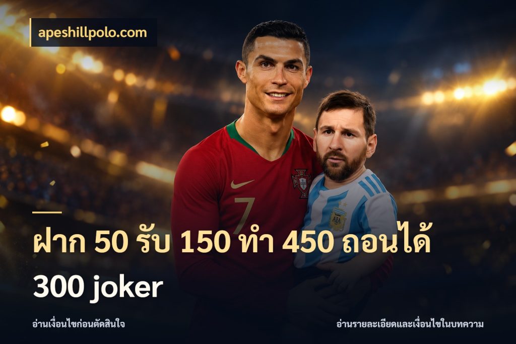 ฝาก 50 รับ 150 ทํา 450 ถอนได้ 300 joker ยอดฝากและยอดรับในมุมของคนชอบลุ้น ในมุม apeshillpolo.com