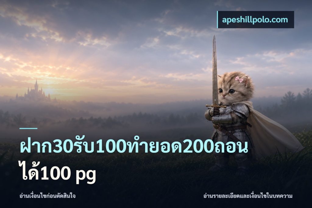 ฝาก30รับ100ทํายอด200ถอนได้100 pg