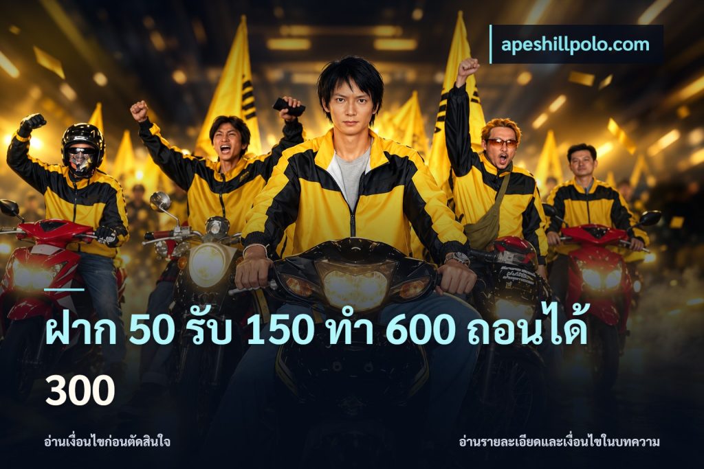 ฝาก 50 รับ 150 ทํา 600 ถอนได้ 300