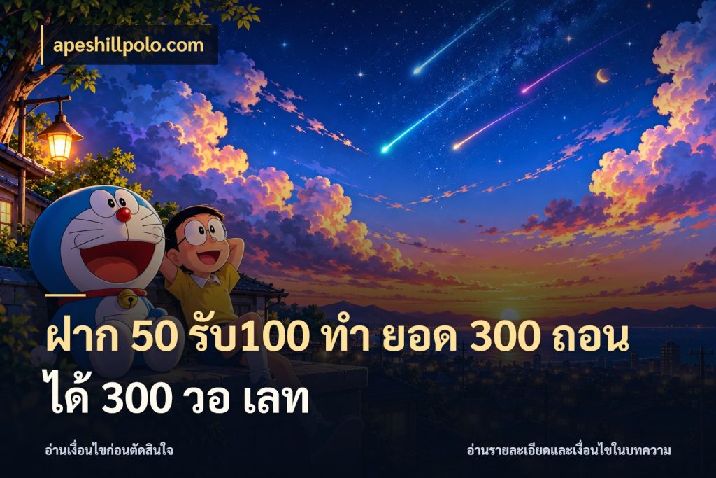 ฝาก 50 รับ100 ทํา ยอด 300 ถอนได้ 300 วอ เลท จับคู่โบนัสกับสไตล์เกมที่ชอบ ในมุม apeshillpolo.com