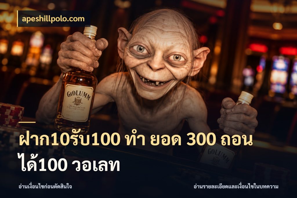 ฝาก10รับ100 ทํา ยอด 300 ถอนได้100 วอเลท รูปแบบโบนัสกับสิทธิ์ของสายเกม สไตล์ apeshillpolo.com