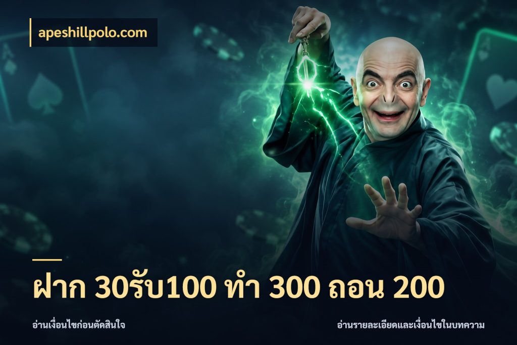 ฝาก 30รับ100 ทํา 300 ถอน 200 จับคู่โบนัสกับสไตล์เกมที่ชอบ กับ apeshillpolo.com