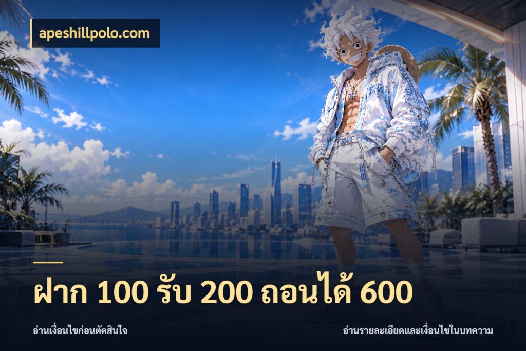 ฝาก 100 รับ 200 ถอนได้ 600 สีสันของโปรฝากและยอดรับ ในมุม apeshillpolo.com