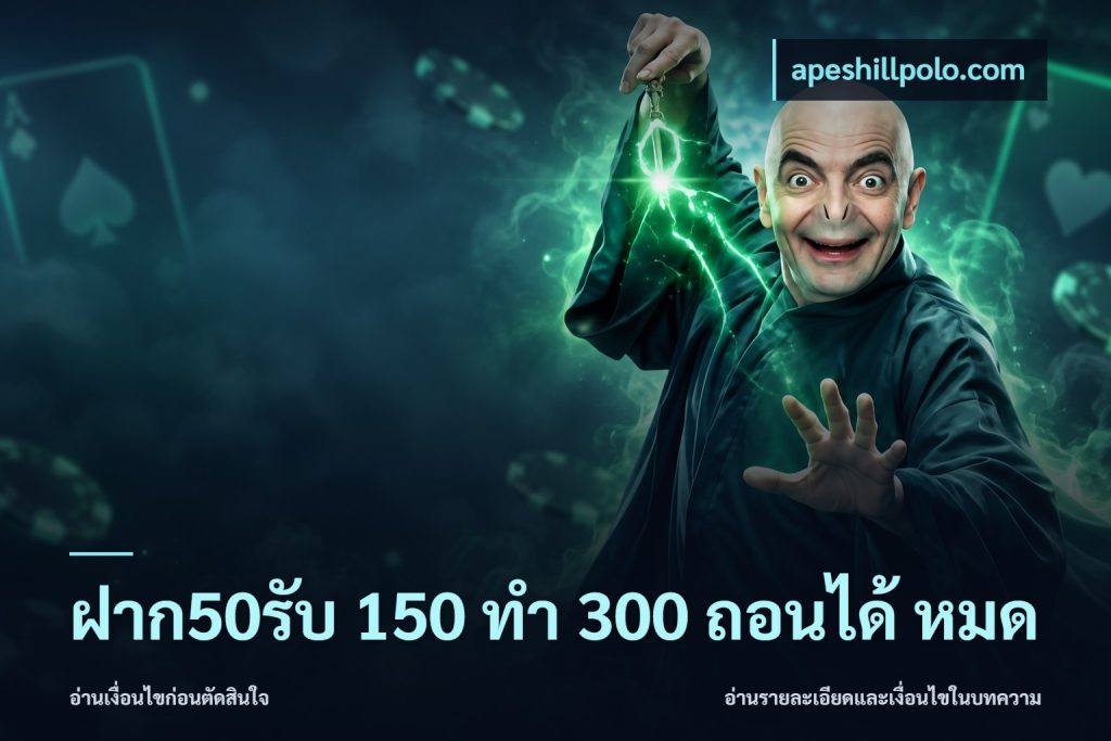 ฝาก50รับ 150 ทำ 300 ถอนได้ หมด