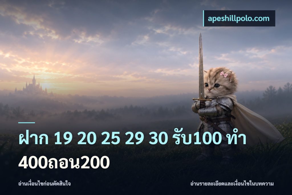 ฝาก 19 20 25 29 30 รับ100 ทำ 400ถอน200