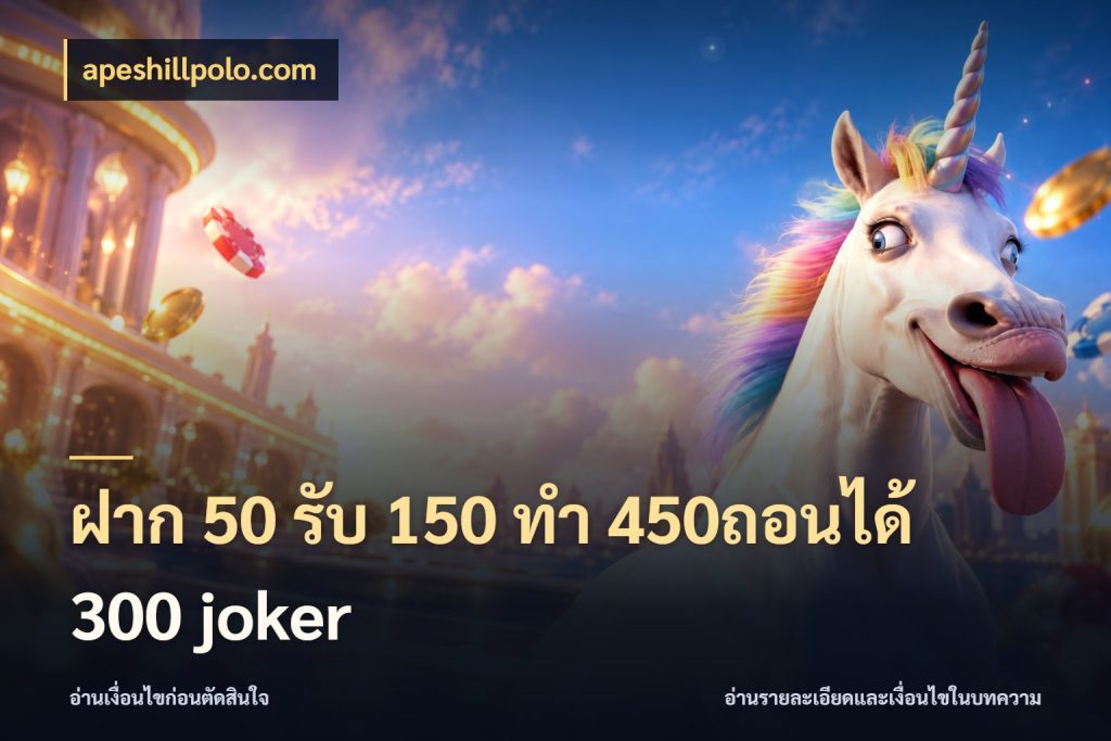 ฝาก 50 รับ 150 ทํา 450ถอนได้ 300 joker โปรกับเกมที่ชอบเลือกให้ตรงสไตล์ ในมุม apeshillpolo.com