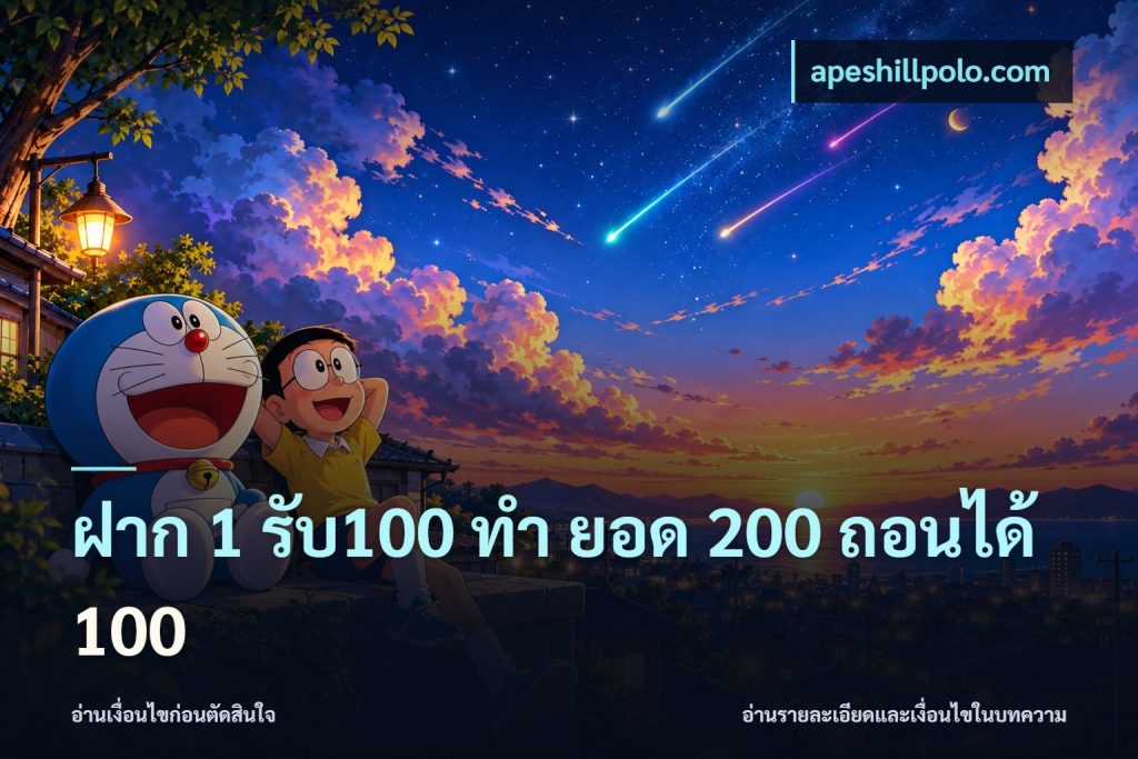 ฝาก 1 รับ100 ทํา ยอด 200 ถอนได้ 100