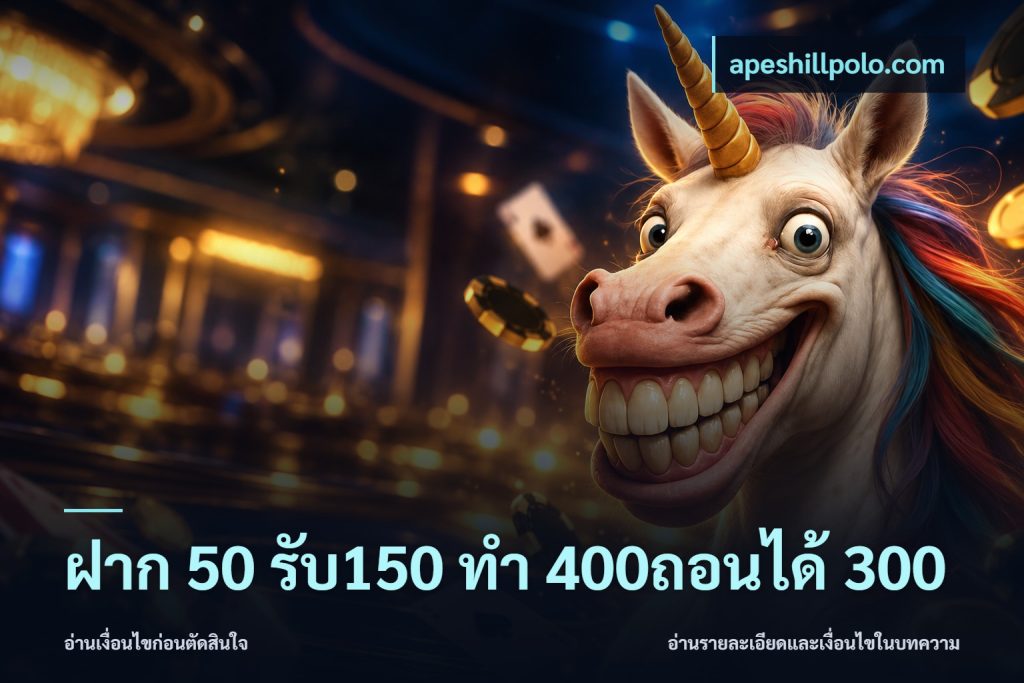 ฝาก 50 รับ150 ทํา 400ถอนได้ 300